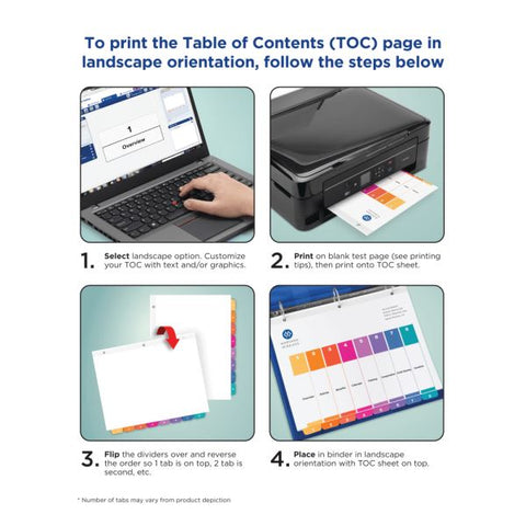 Avery Ready Index Dividers, A-Z Tab & Customizable Table of Contents, 8-1/2" x 11", Multicolor, Pack Of 6 Sets