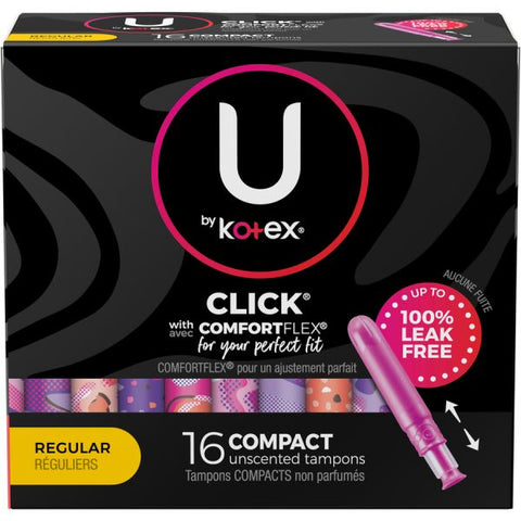 Kimberly-Clark U by Kotex Click Tampon Regular 1 Each - Anti-leak, Fragrance-free, Comfortable, Unscented