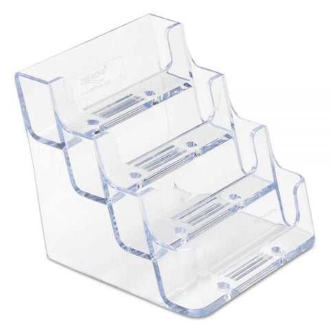 Deflecto 4-Pocket Business Card Holder, Holds 200 Cards, 3.94 x 3.5 x 3.75, Plastic, Clear