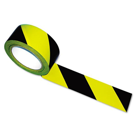 Tatco Hazard Marking Aisle Tape, 2" x 108 ft, Black/Yellow