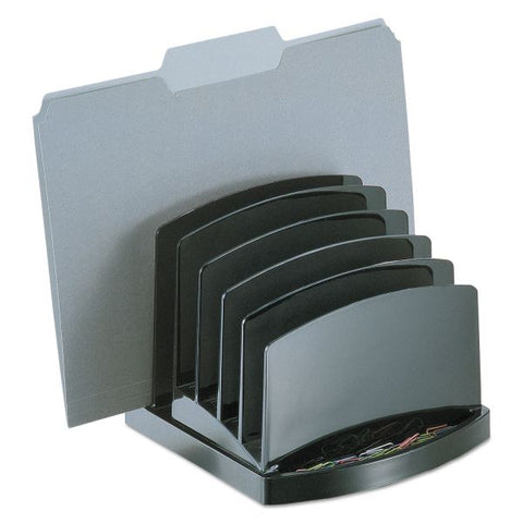 Officemate Incline Sorter, 6 Sections, Letter to Legal Size Files, 7.5" x 7.5" x 6.4", Black