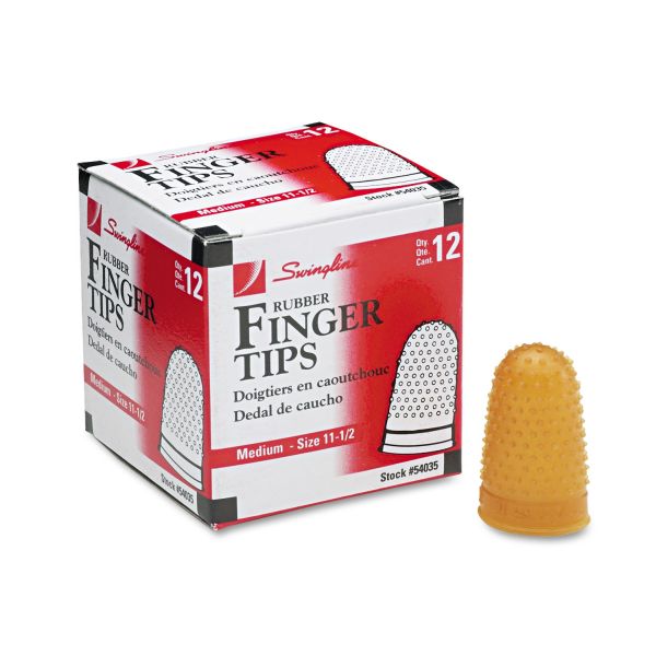 Swingline Rubber Finger Tips, 11 1/2 (Medium), Amber, Dozen