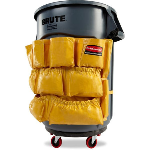 Rubbermaid Commercial Brute Utility Container Caddy Bag 12 Pocket(s) - 11" Height x 20" Width x 20.5" Depth - Yellow - Nylon - 6 / Carton