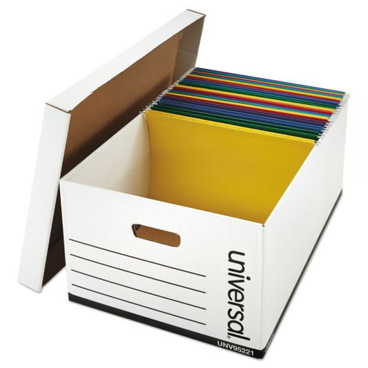 Universal Medium-Duty Easy Assembly Storage Box, Legal Files, White, 12/Carton