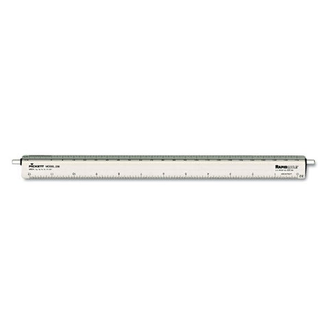 Chartpak Adjustable Triangular Scale Aluminum Architects Ruler, 12" Long, Silver