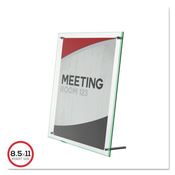 deflecto Superior Image Beveled Edge Sign Holder, Letter Insert, Clear/Green-Tinted Edges