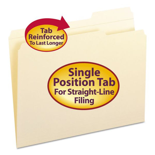 Smead Reinforced Tab Manila File Folders, 1/3-Cut Tabs: Right Position, Letter Size, 0.75" Expansion, 11-pt Manila, 100/Box