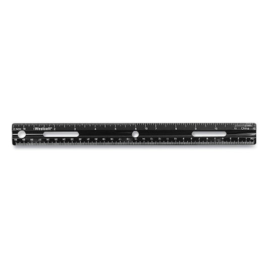 Westcott KleenEarth Recycled Ruler, Standard/Metric, 12" Long, Plastic, Black