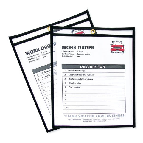 C-Line Shop Ticket Holders, Stitched, Both Sides Clear, 50 Sheets, 8.5 x 11, 25/Box