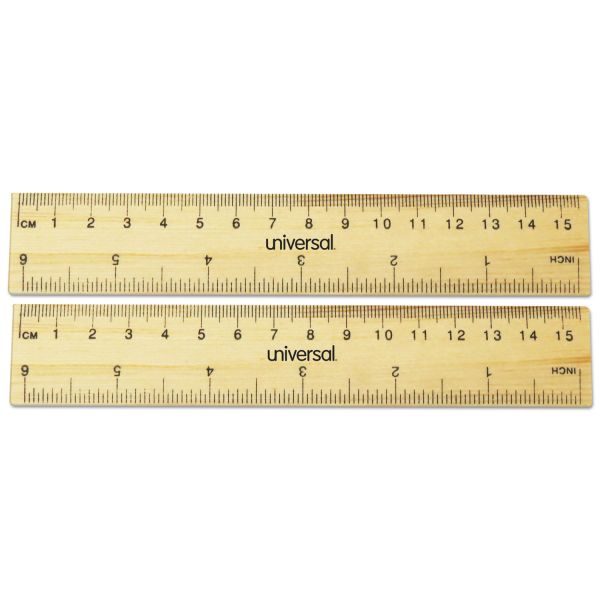 Universal Flat Wood Ruler, Standard/Metric, 6" Long