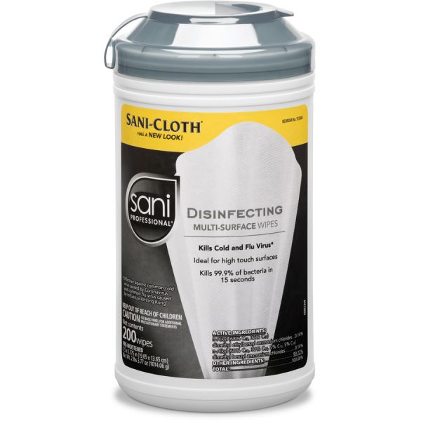 Sani-Cloth Professional Disinfecting Wipes 7.5" x 5.4" - 200 Wipes/ Canister