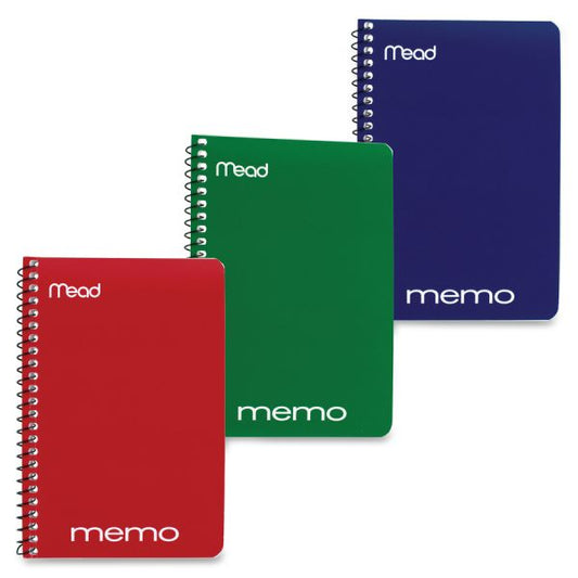 MeadWestvaco Memo Notebook 3" x 5" - College Ruled - Wire Binding - 60 Sheets - Assorted Cover Colors - 1 Each