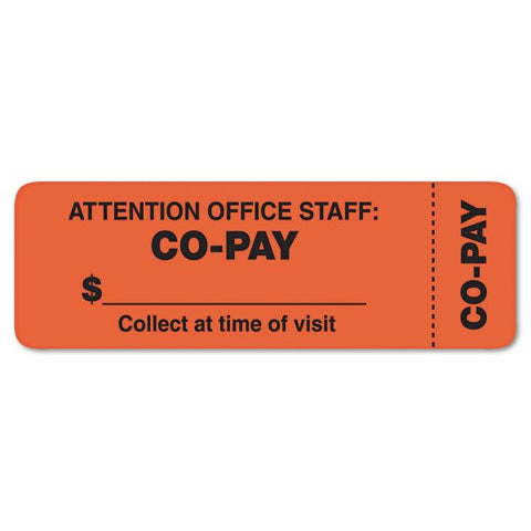 Tabbies Attention Office Staff Medical Labels, 1 x 3, Orange, 500/Roll