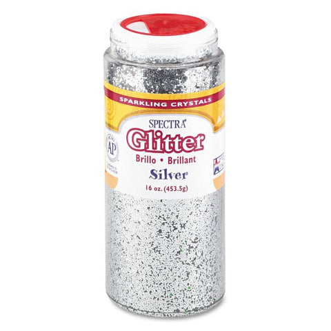 Pacon Spectra Glitter, 0.04 Hexagon Crystals, Silver, 16 oz Shaker-Top Ja