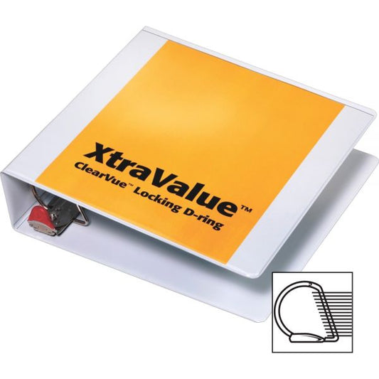 Cardinal XtraValue 2" 3-Ring View Binder, Letter Size, D-Ring, White