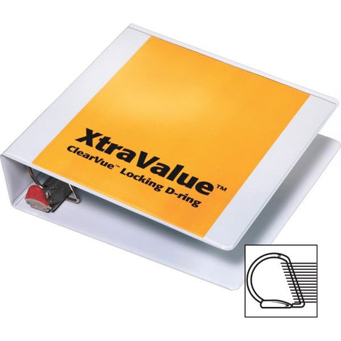 Cardinal XtraValue 2" 3-Ring View Binder, Letter Size, D-Ring, White