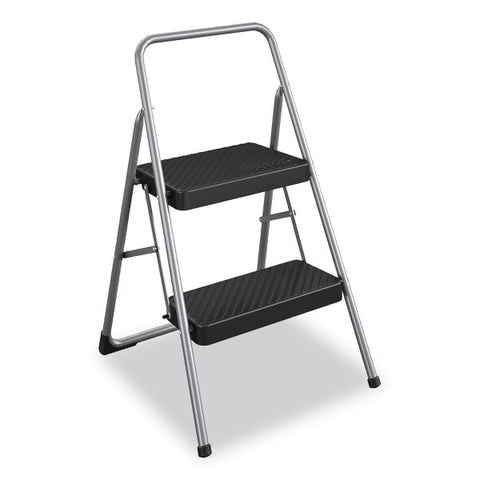 Cosco 2-Step Folding Steel Step Stool, 200 lb Capacity, 28.13" Working Height, Cool Gray