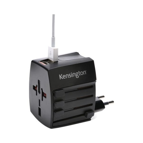 Kensington Dual-Port International Travel Adapter For USB-Powered Devices, Black, KMW33998