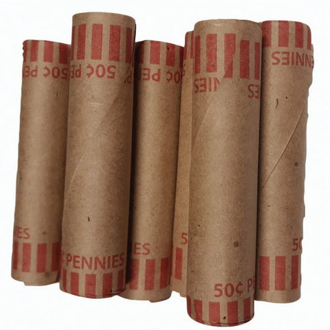 Pap-R Products Preformed Tubular Coin Wrappers, Pennies, $.50, 1000 Wrappers/Box