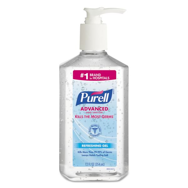 PURELL Advanced Refreshing Gel Hand Sanitizer, 12 oz Pump Bottle, Clean Scent