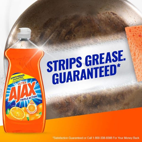 AJAX Triple Action Orange Dish Liquid - 52 fl. oz. Bottles - Liquid - 52 fl oz (1.6 quart) - 6 / Carton - Orange