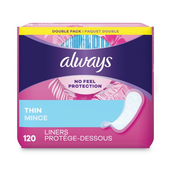 Always Thin Daily Panty Liners, Regular, 120/Pack