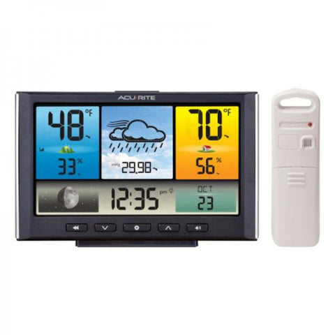 AcuRite Digital Weather Station / Weather Clock with Color Display Digital LCD - Weather Station330 ft - Humidity, Temperature, Atmospheric Pressure - Desktop, Wall Mountable