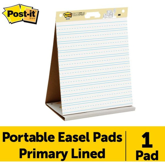 Post-it Easel Pads Self Stick Tabletop Easel Ruled Pad, Command Strips, 20 x 23, White, 20 Shts/Pad