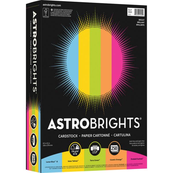 Astrobrights Laser, Inkjet Print Printable Multipurpose Card Stock, 8 1/2" x 11", Recycled, 250/Pack 8 1/2" x 11" - 250 / Pack - High-impact, Durable, Printable, Acid-free, Lignin-free