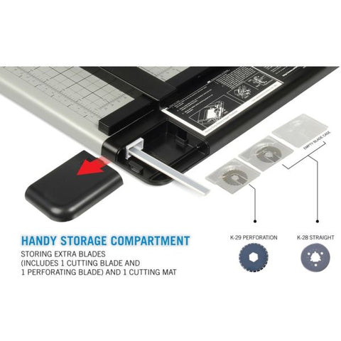 CARL Heavy-Duty Rotary 15" Paper Cutter 14.5" x 24.75" - 36 Sheet Capacity - 15" Cutting Length - Metal Base - Carbide Blade - Gray