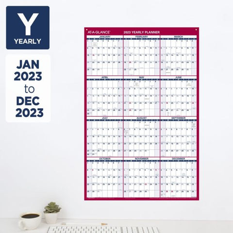 AT-A-GLANCE 2023 RY Vertical Horizontal Reversible Erasable Wall Calendar, With Marker, Large, 36" x 24"