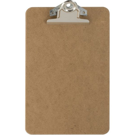 OIC 6" x 9" Memo Wood Clipboard 6" x 9" Actual Board Size - Sturdy Spring Clip - 1" Clip Capacity - Hardboard - Brown - 1 Each - For Use With 5" x 8" Pads/Papers