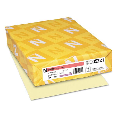 Neenah Paper CLASSIC Linen Stationery, 24 lb Bond Weight, 8.5 x 11, Baronial Ivory, 500/Ream