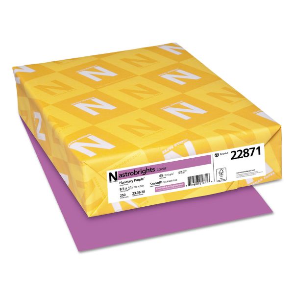 Astrobrights Color Cardstock, Smooth, 65lb, 8 1/2 x 11, Planetary Purple, 250 Sheets