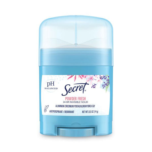 Secret Invisible Solid Anti-Perspirant and Deodorant, Powder Fresh, 0.5 oz Stick, 24/Carton