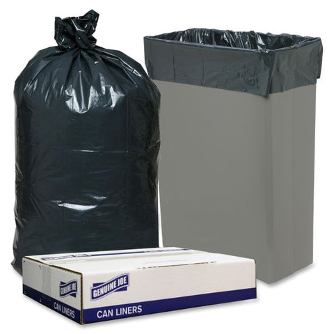 Genuine Joe Slim Jim 23 Gallon Trash Bags, Black, Low-Density, 1 mil, 150/Box Black Garbage Bag - Low-Density - 1 mil Thickness - 23 Gallon Capacity - 150/ Box