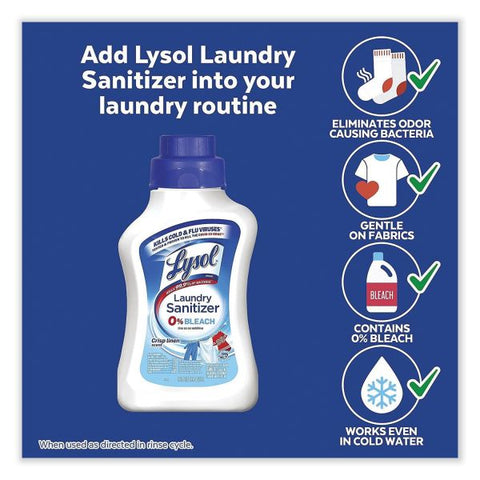 LYSOL Brand Laundry Sanitizer, Liquid, Crisp Linen, 41 oz, 6/Carton