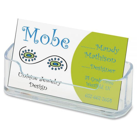 Deflecto Horizontal Business Card Holder, Holds 50 Cards, 3.88 x 1.38 x 1.81, Plastic, Clear