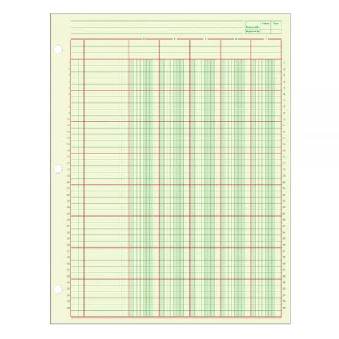 Adams Analysis Pad, 8 1/2" x 11", 100 Pages (50 Sheets), 5 Columns, Green