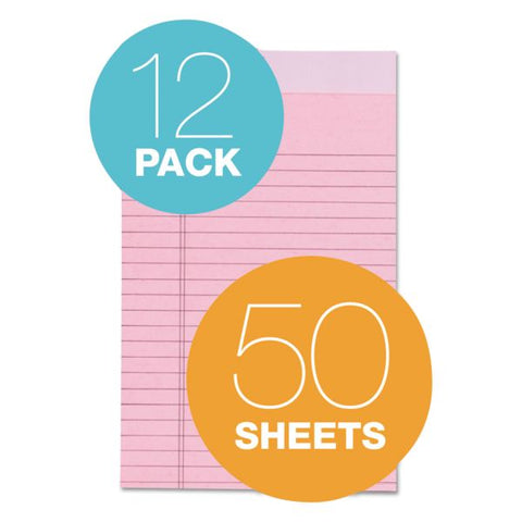 TOPS Prism + Colored Writing Pads, Narrow Rule, 50 Pastel Pink 5 x 8 Sheets, 12/Pack