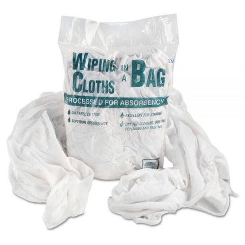 General Supply Bag-A-Rags Reusable Wiping Cloths, Cotton, White, 1lb Pack