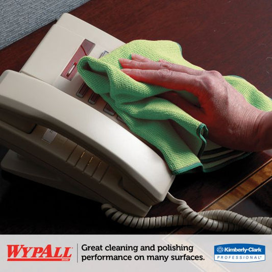 WypAll Microfiber Cloths, Reusable, 15.75 x 15.75, Green, 24/Carton