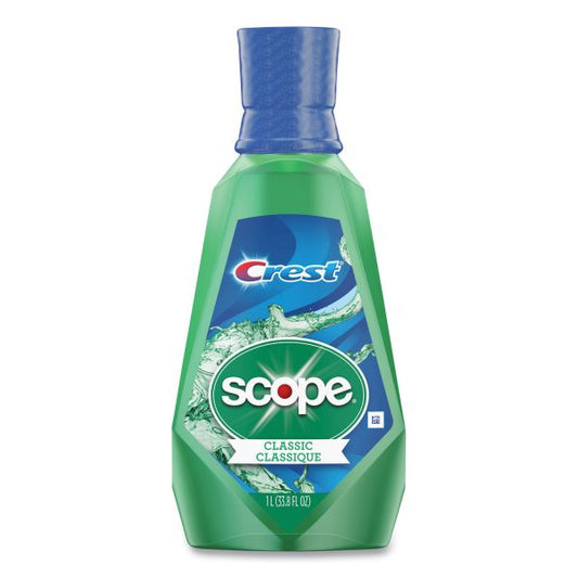 Crest + Scope Mouth Rinse, Classic Mint, 1 L Bottle, 6/Carton