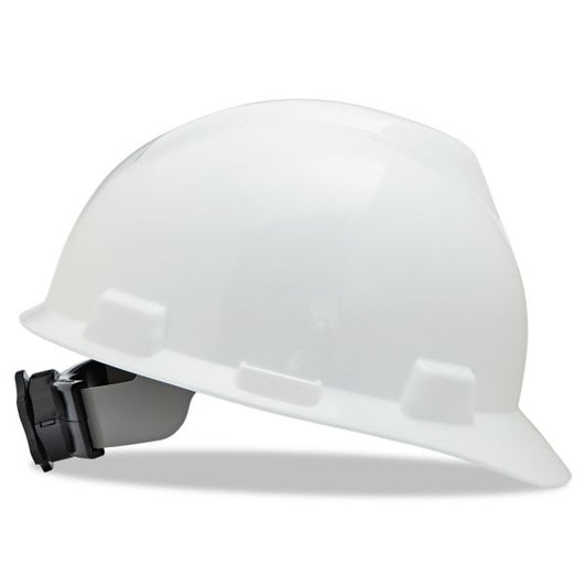 MSA V-Gard Hard Hats, Ratchet Suspension, Size 6.5 to 8, White