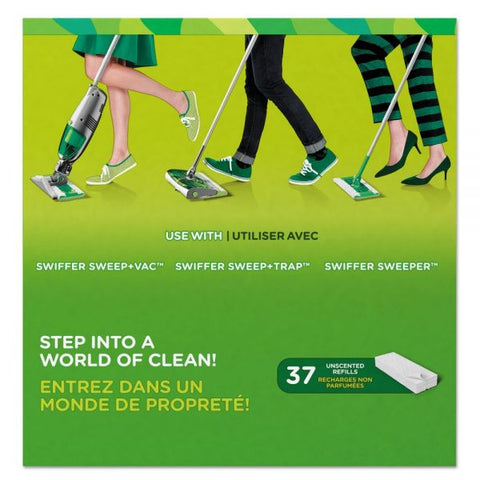 Swiffer Dry Refill Cloths, White, 10.4 x 8, 37/Box, 4 Boxes/Carton