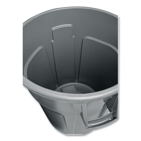 Rubbermaid Commercial Vented Round Brute Container, 55 gal, Plastic, Gray