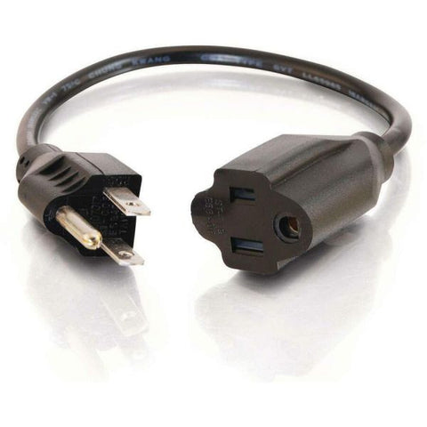 C2G 2ft 16 AWG Outlet Saver Power Extension Cord (NEMA 5-15P to NEMA 5-15R) 2ft