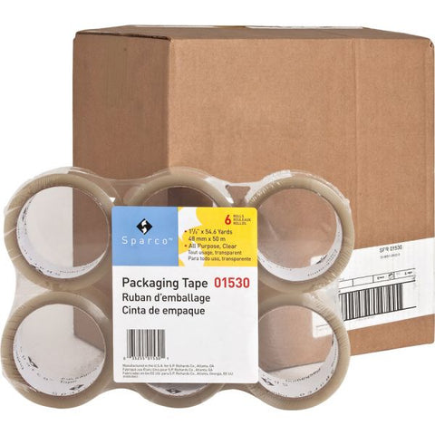 Sparco 2" Packing Tape 2" x 55 yds - 3" Core - 1.6 mil Thickness - Clear - 36/ Carton