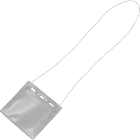 Advantus Horizontal ID Card Holder with Neck Cord Support 4" x 3" Media - Horizontal - Vinyl - 25 / Pack - White, Clear