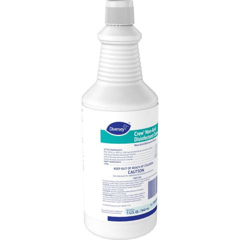 Diversey Crew Neutral Non-Acid Bowl and Bathroom Disinfectant, 32 oz Squeeze Bottle, 12/Carton